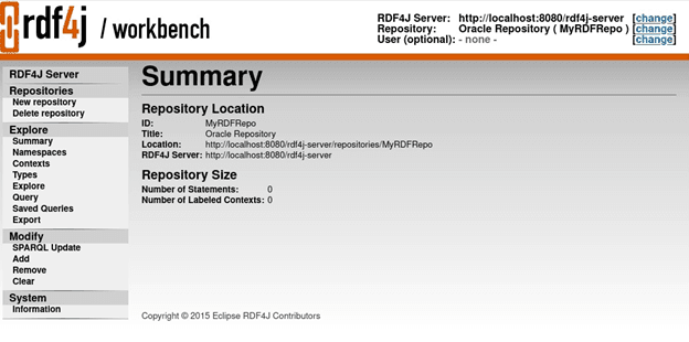 Summary of New Repository in RDF4J Workbench
