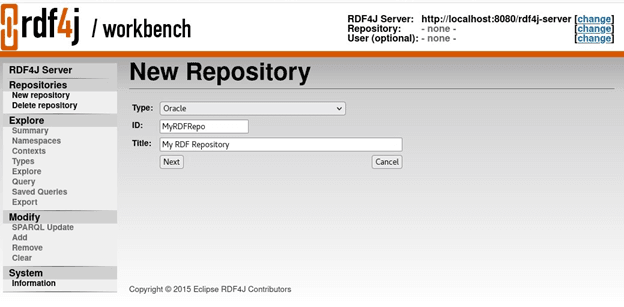 RDF4J Workbench New Repository