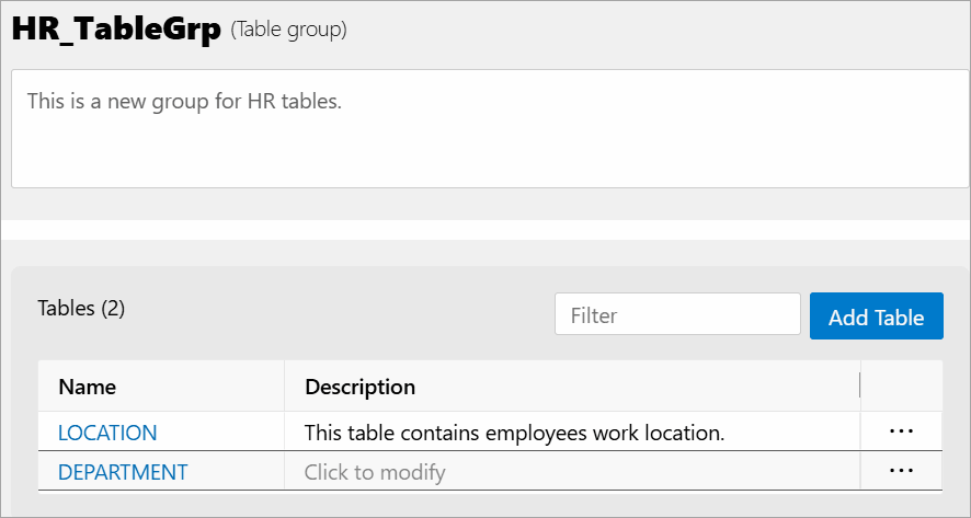 Table group view Table group view