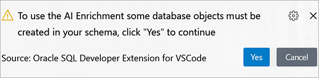 Dialog box to confirm the creation of AI enrichment objects.
