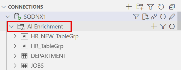 The image shows the AI Enrichment folder under your database connection.