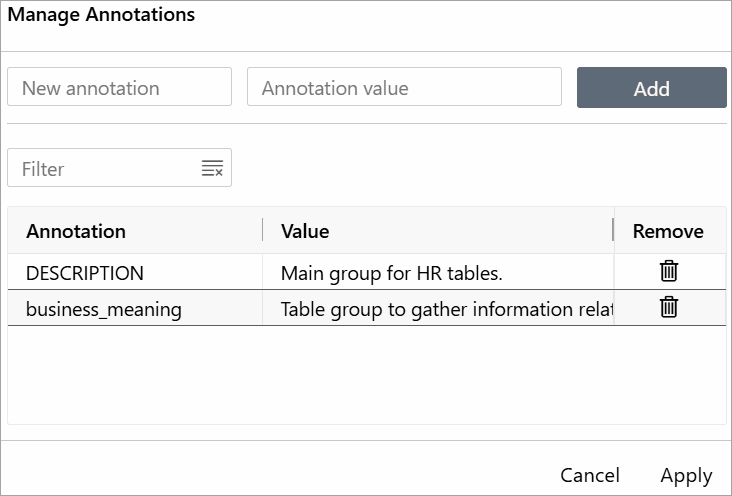 Annotate table groups Annotate table groups