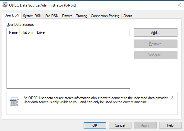 ODBC Data Source Administrator (odbcad32)