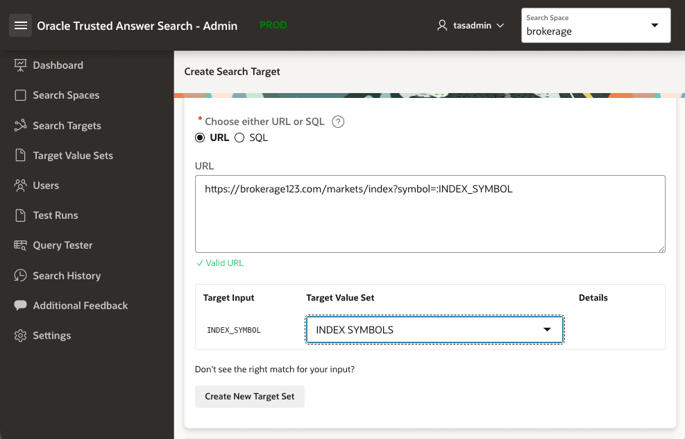 INDEX_SYMBOL input mapped to the INDEX SYMBOL value set