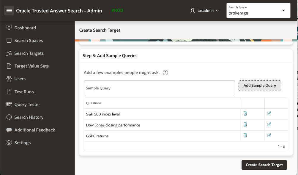 Sample queries added for the index performance target