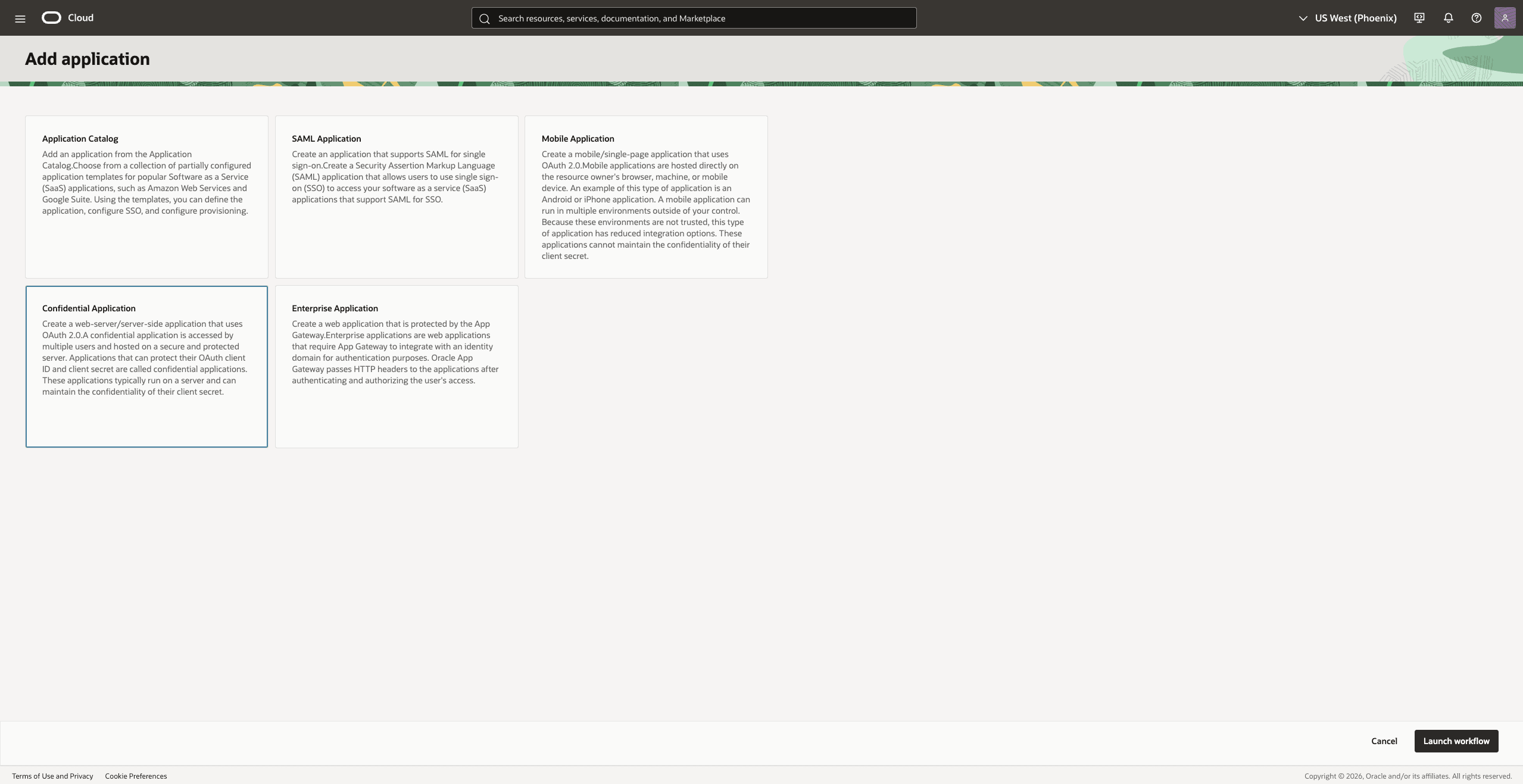 Select Confidential Application for the TAS API Select Confidential Application for the TAS API