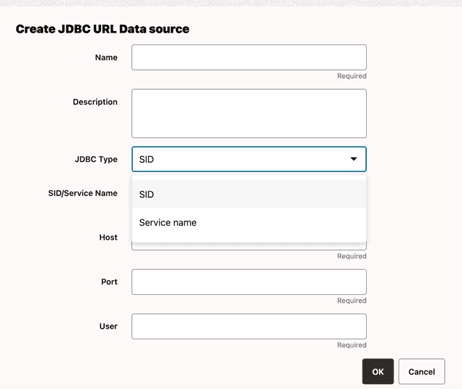 Creating a JDBC URL Data Source