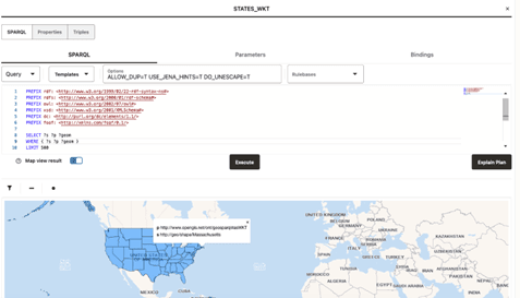 Map Visualization for GeoSPARQL Data Types in a SPARQL Query