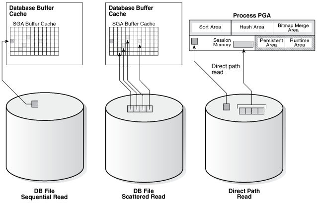 Scattered Read, Sequential Read, and Direct Path Read