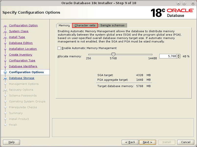 configuration options