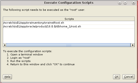 execute configuration scripts window
