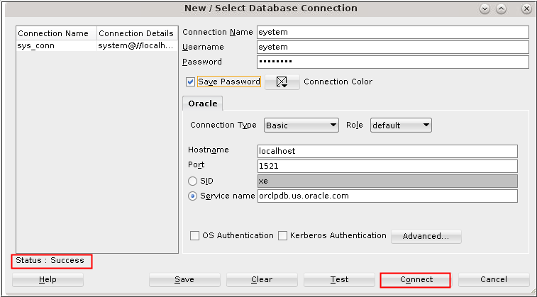 Create a Database Connection Using SQL Developer