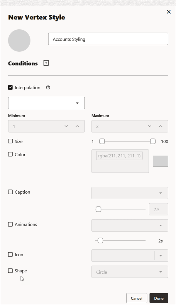 Adding a Vertex Style Description of image follows