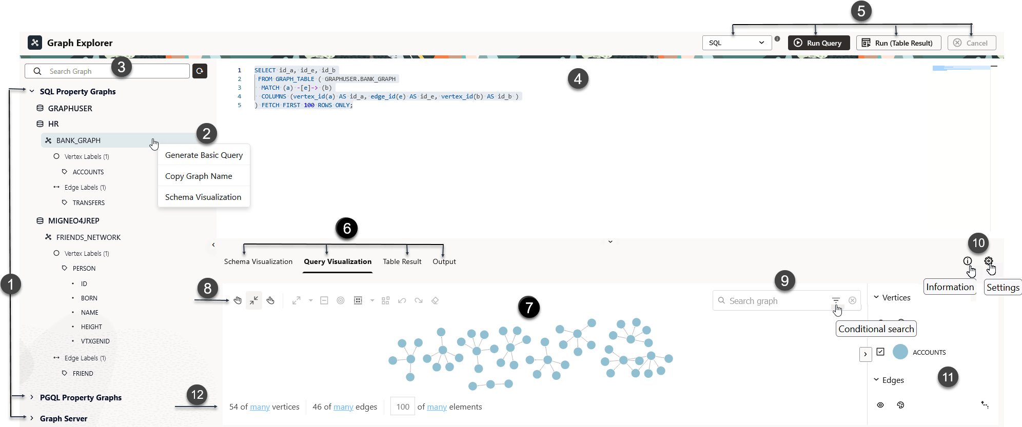 Graph Explorer User Interface Description of image follows