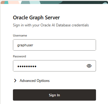 Oracle Graph Studio Login Description of image follows