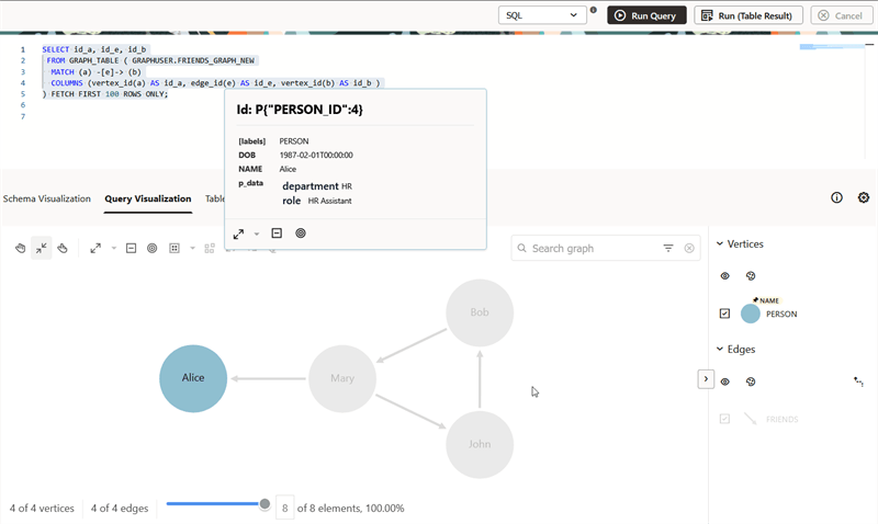 JSON Data in Graph Explorer Description of image follows