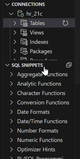 Snippets pane