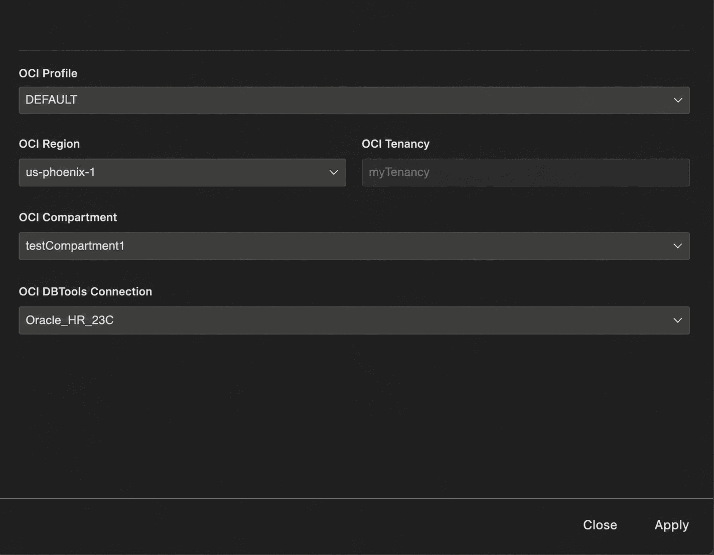 Description of create_oci_connection_drawer.png follows