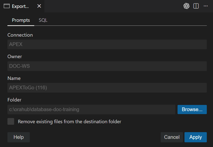 Description of apex_export_editor.png follows