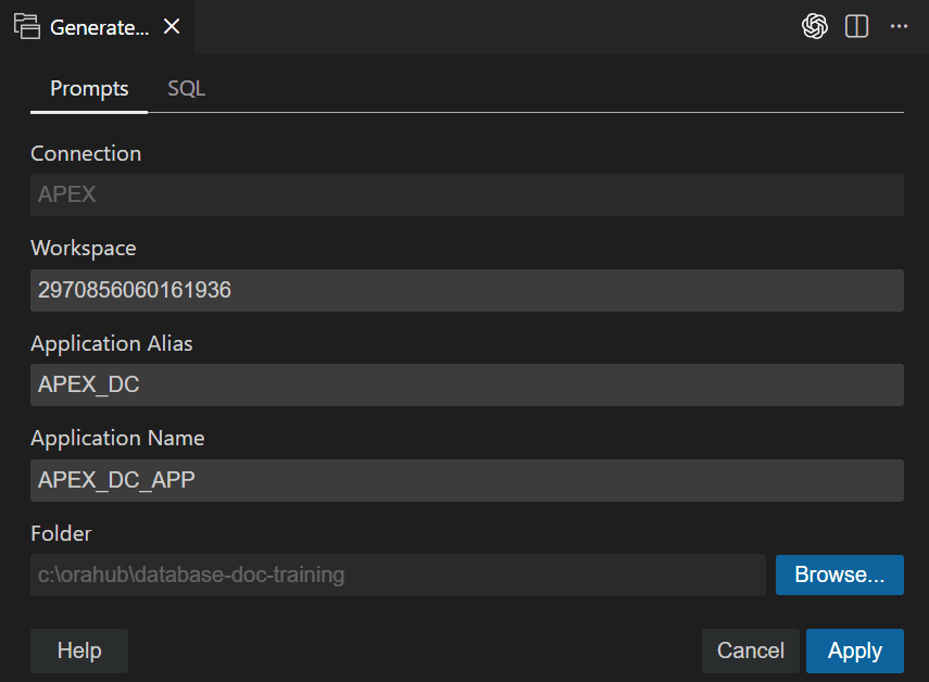 Description of apex_generate_editor.png follows
