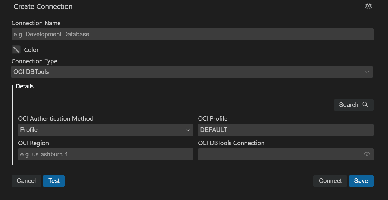 Description of create_oci_connection.png follows Description of create_oci_connection.png follows