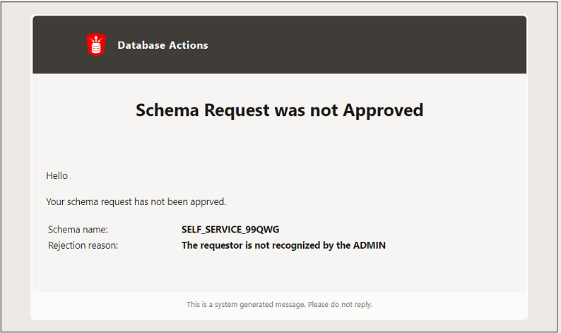 Schema not approved through mail