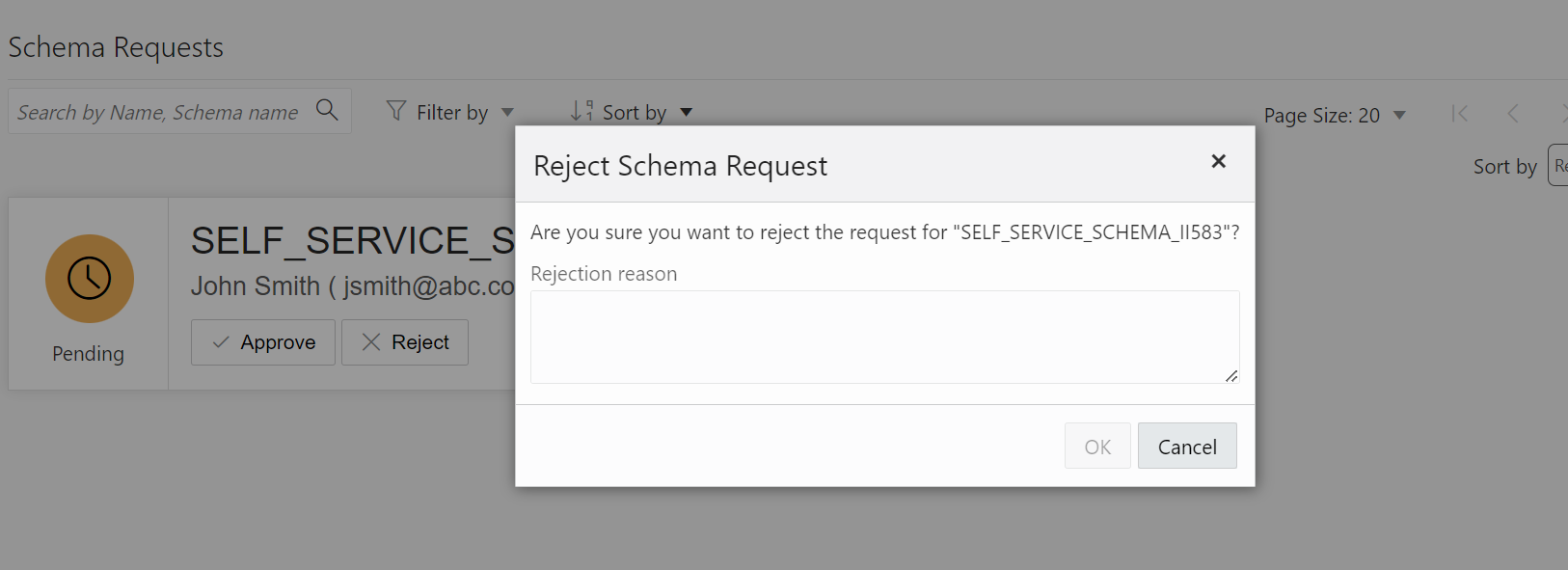 Reject Schema Request reason