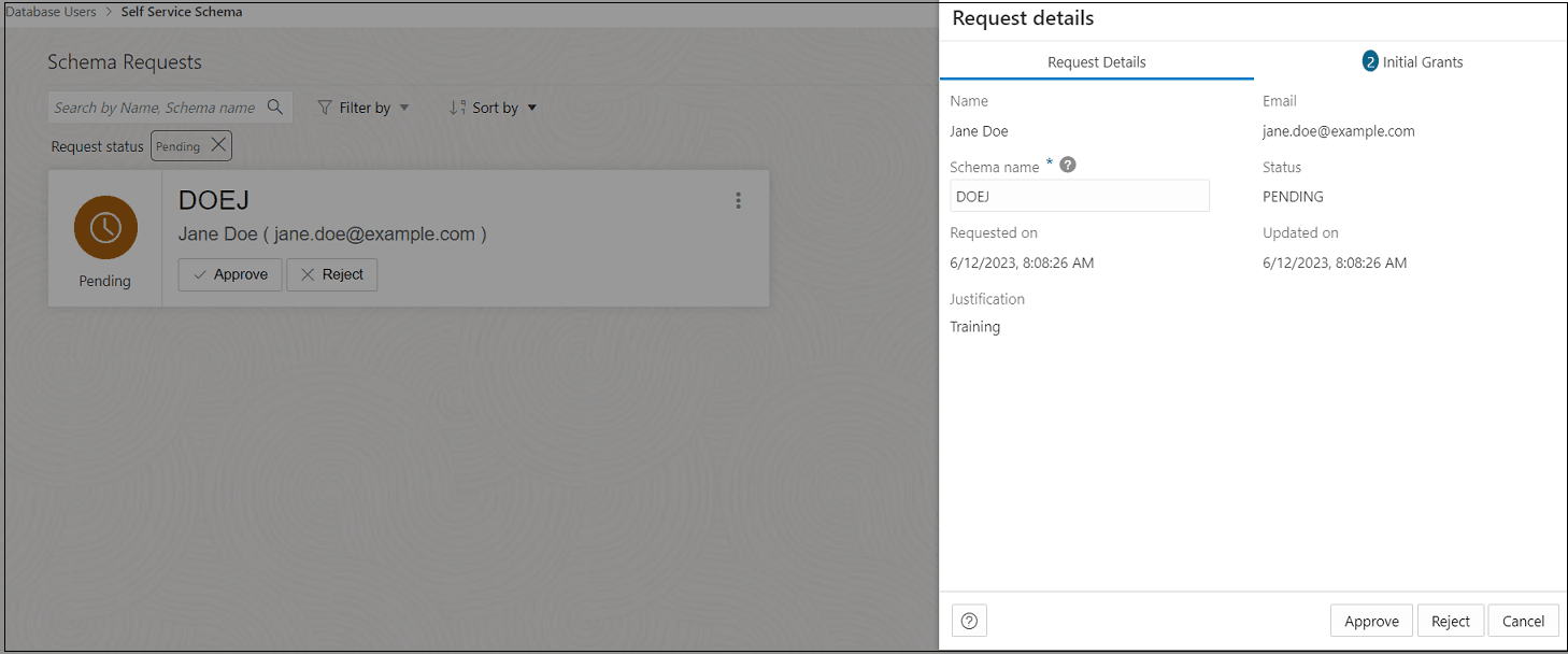 Confirm Details for Approval Panel
