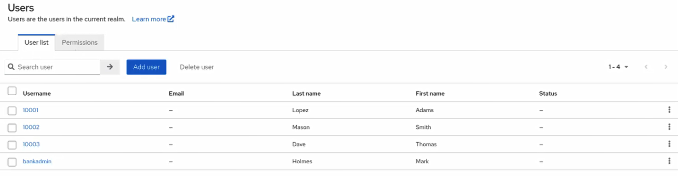 Dialog box to view the list of Users