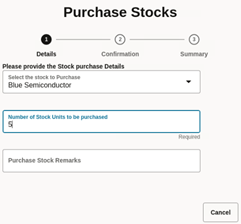 Purchase Stock dialog box