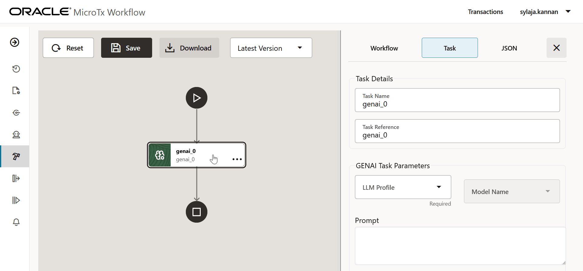Select GenAI task in More Tasks dialog box