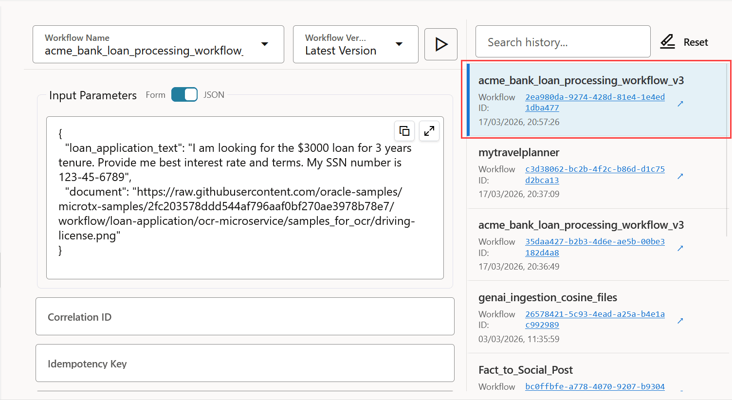 Workflow execution ID Workflow execution ID