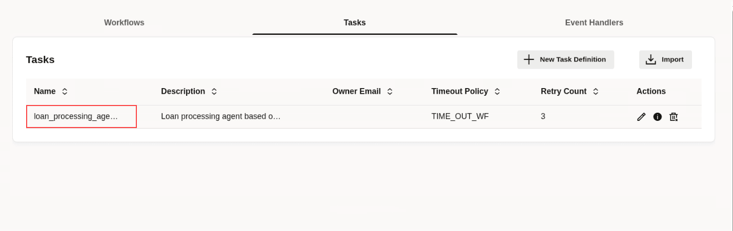 task definition list page task definition list page