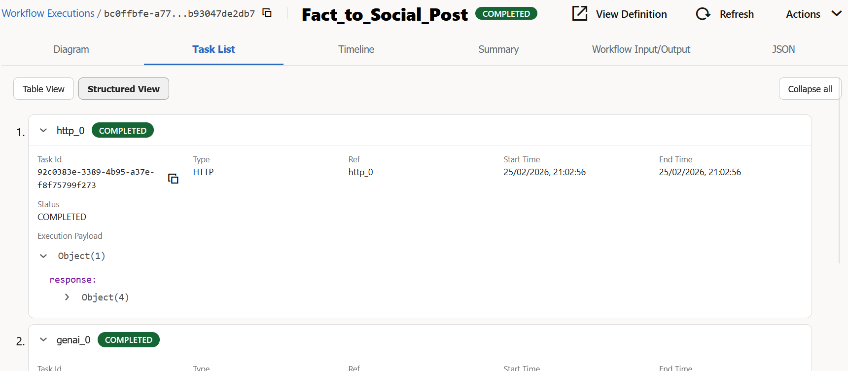 View details in the Task list tab