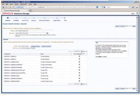 Creating Enterprise Manager Services SLA