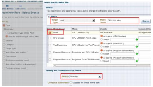 Define a CPU Metric Event- Example