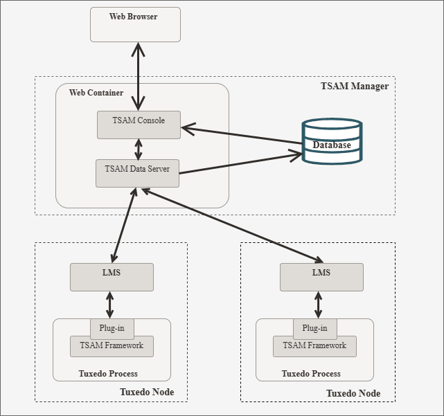Oracle TSAM Plus Architecture - TSAM Plus Manager and Agent