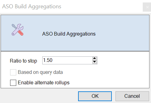 Image of the build aggregations dialog box in cube designer optimize cube. Image of the build aggregations dialog box in cube designer optimize cube.