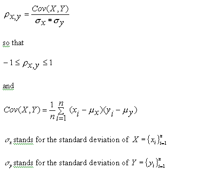 Equation for correlation coefficient.