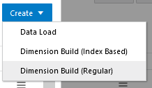 In the database inspection dialog, create button is pressed and option Dimension Build (Regular) is selected