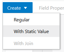 Create with Static Value field operation in rule editor
