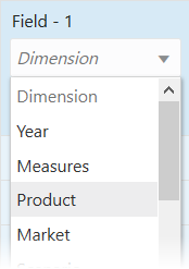 Product dimension selectable from Dimension box in Field 1