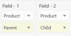 Build method of parent child indicated by the type and order of fields in the rule editor: parent typed field comes first, followed by child.