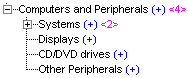 This image shows an outline of Computers and Peripherals, which is in the All Merchandise hierarchy. The effect of adding child members is described in the text preceding the image.