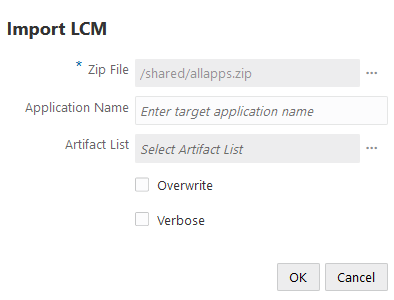 Image of the Import LCM dialog box, in Jobs.
