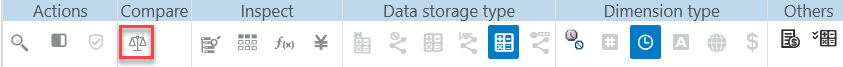 Image of the outline toolbar, with the compare outlines icon highlighted.