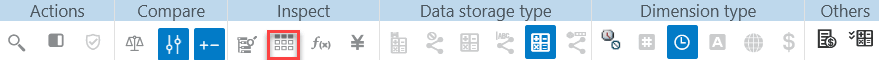 Image of the Display selected columns in the table icon in the Inspect group in the outline toolbar.