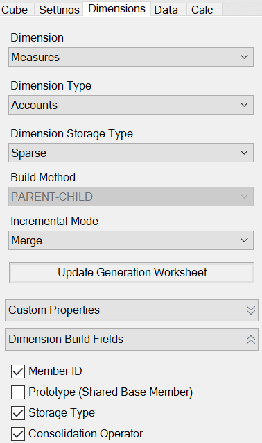 Image of the cube designer panel dimension tab.