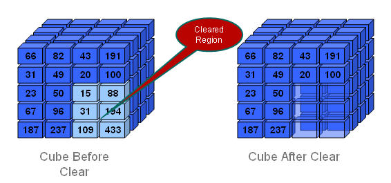 This image illustrates how input cells are physically removed when clearing data using the physical method.