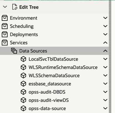 Edit Tree section of the WebLogic Console. Edit Tree section of the WebLogic Console.